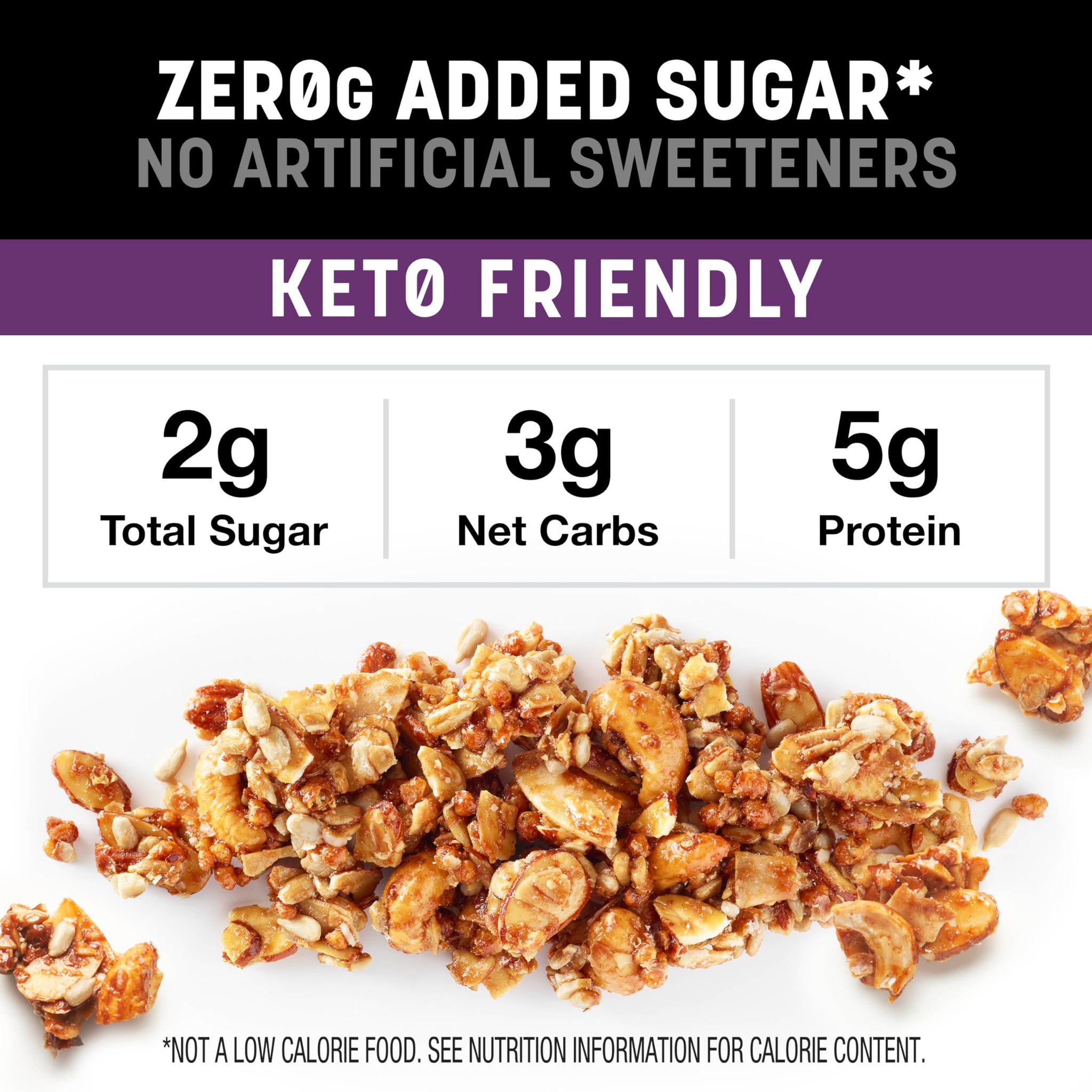 KIND Zero Added Sugar Granola, Caramel Mocha Nut, Gluten Free, Low Sugar, Keto Snacks, 5g Protein, 8oz, 5 Count
