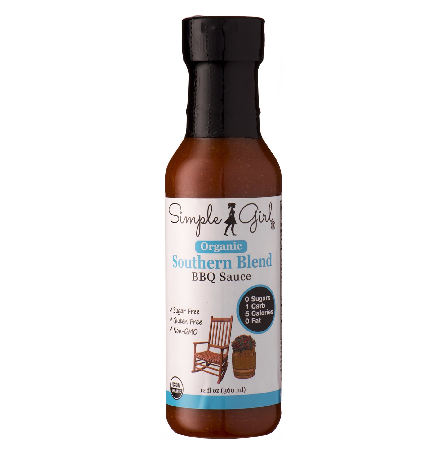 Simple Girl Organic Southern Blend Sugar Free BBQ Sauce - 12 Oz - Liven Up Your Healthy Diet! - Certified Organic - Kosher - Gluten Free - Fits Keto