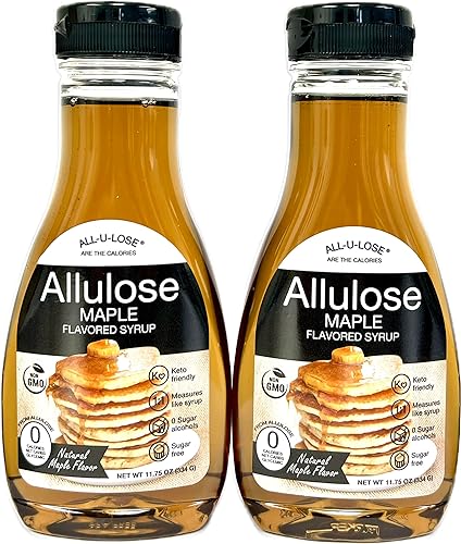BetterTaste Maple Natural Flavored Allulose Syrup, 11.75 oz, Zero Calorie, Sugar Substitute, Non-GMO, Gluten Free (11.75 oz Pack of 2-572, Maple)