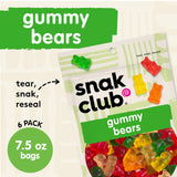 Snak Club Gummy Bears, Assorted Fruit Gummies, Bulk Candy, Fun Flavors Include Lemon, Orange, Strawberry, Apple, Pineapple, Gluten-Free Snacks, 7.5 oz