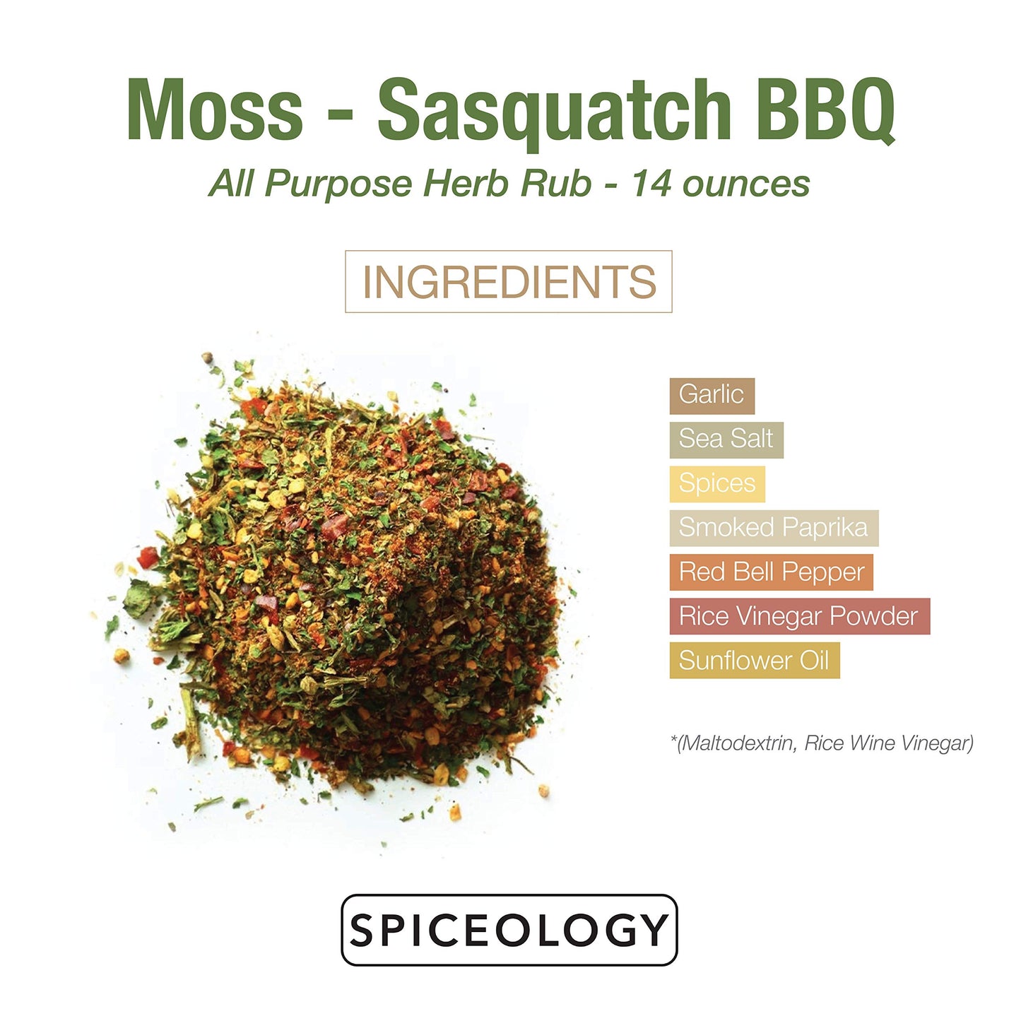 Spiceology & Sasquatch BBQ - Moss Seasoning - All-Purpose Herb Spice Rub - Use On: Pork, fish, Veggies, Chicken, Beef - Barbeque Rubs, Spices