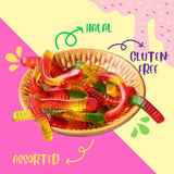 Assorted Gummy Worms Candy, Halal Candy Bulk 2 Pound Bag | Fruit Flavored Gummy Worms Candy | Sweet & Chewy Worm Gummies for Parties, Candy Buffets
