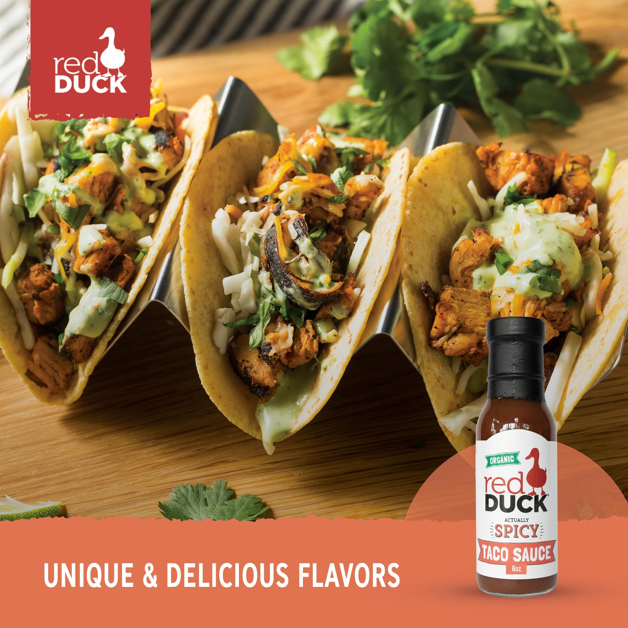 Red Duck Actually Spicy Organic Taco Sauce - Gluten-Free, Vegan, 8 ounces