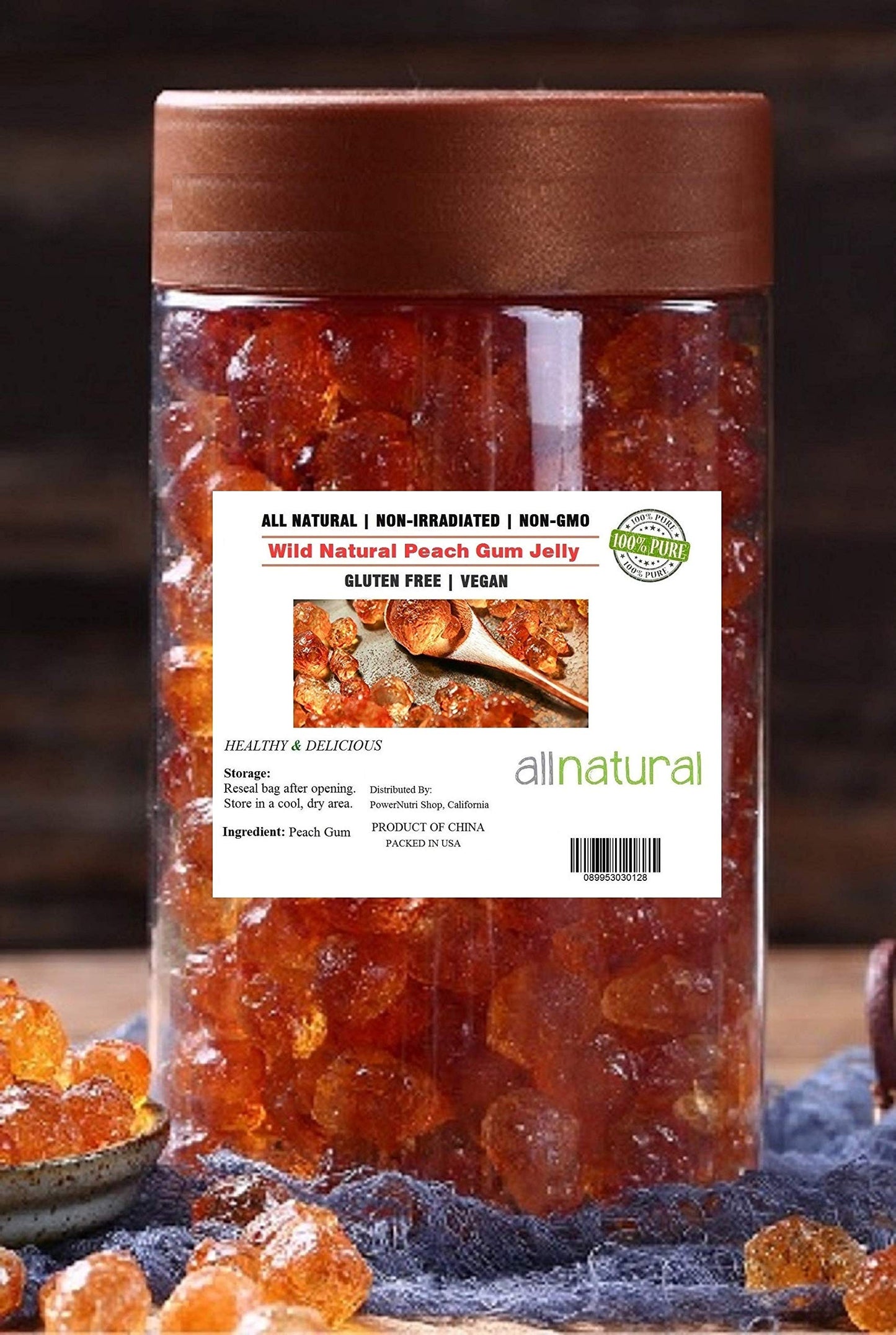 Wild Natural Tao Jiao Peach Resin Gum Jelly, Food additives Free, All Natural (1 Pound)