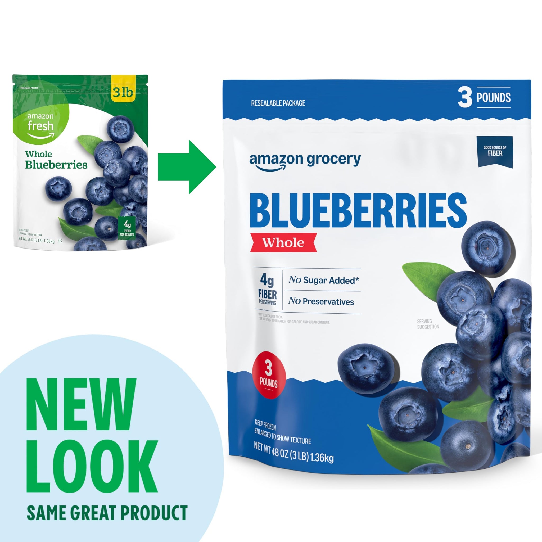 Amazon Grocery, Whole Blueberries, 48 Oz, Frozen