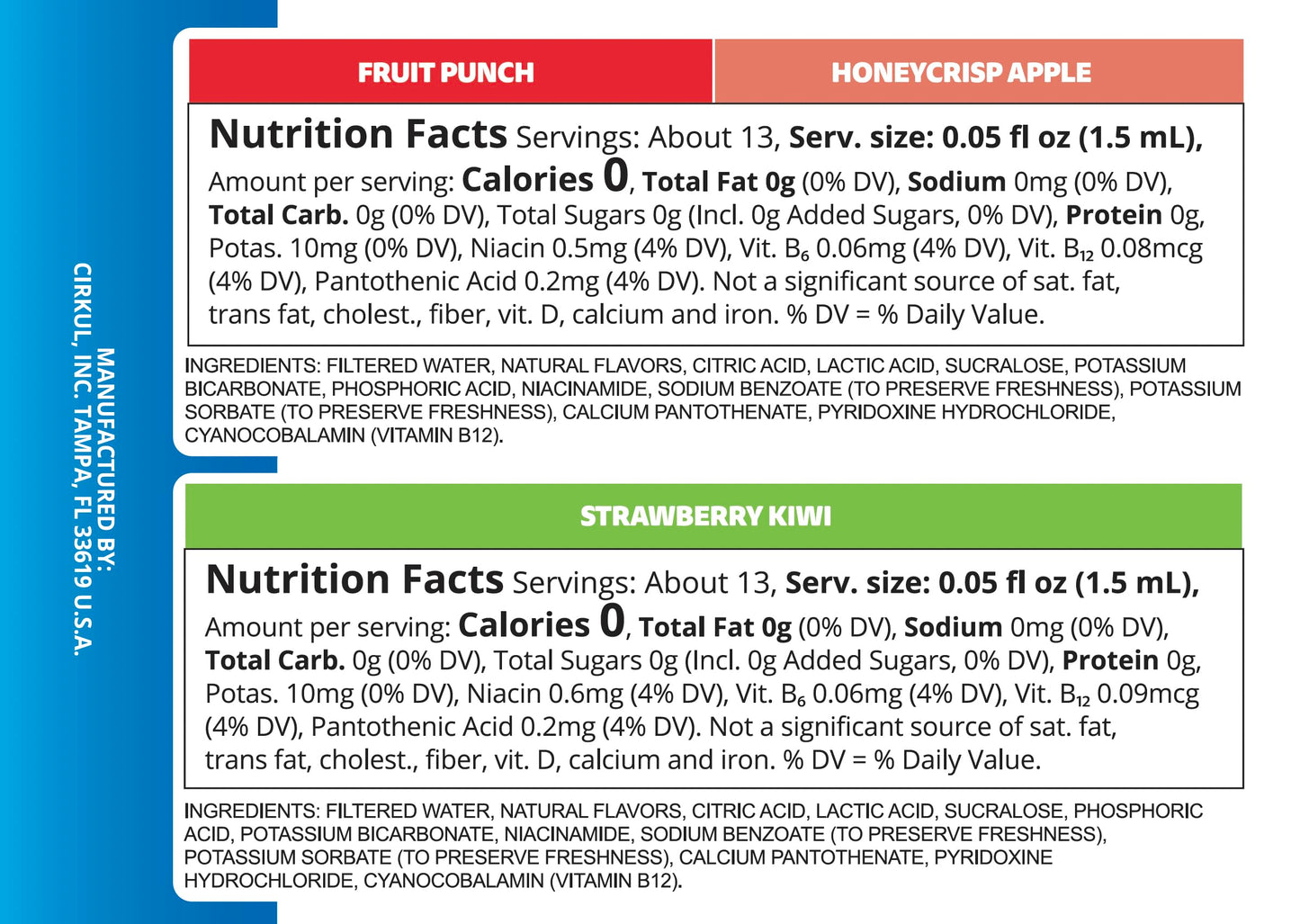 Cirkul LifeSip B-Vitamins Flavor Water Variety Pack, Makes 36 Drinks, No Sugar, Zero Calorie Drink Mix, (2 Fruit Punch, 2 Strawberry Kiwi, 2