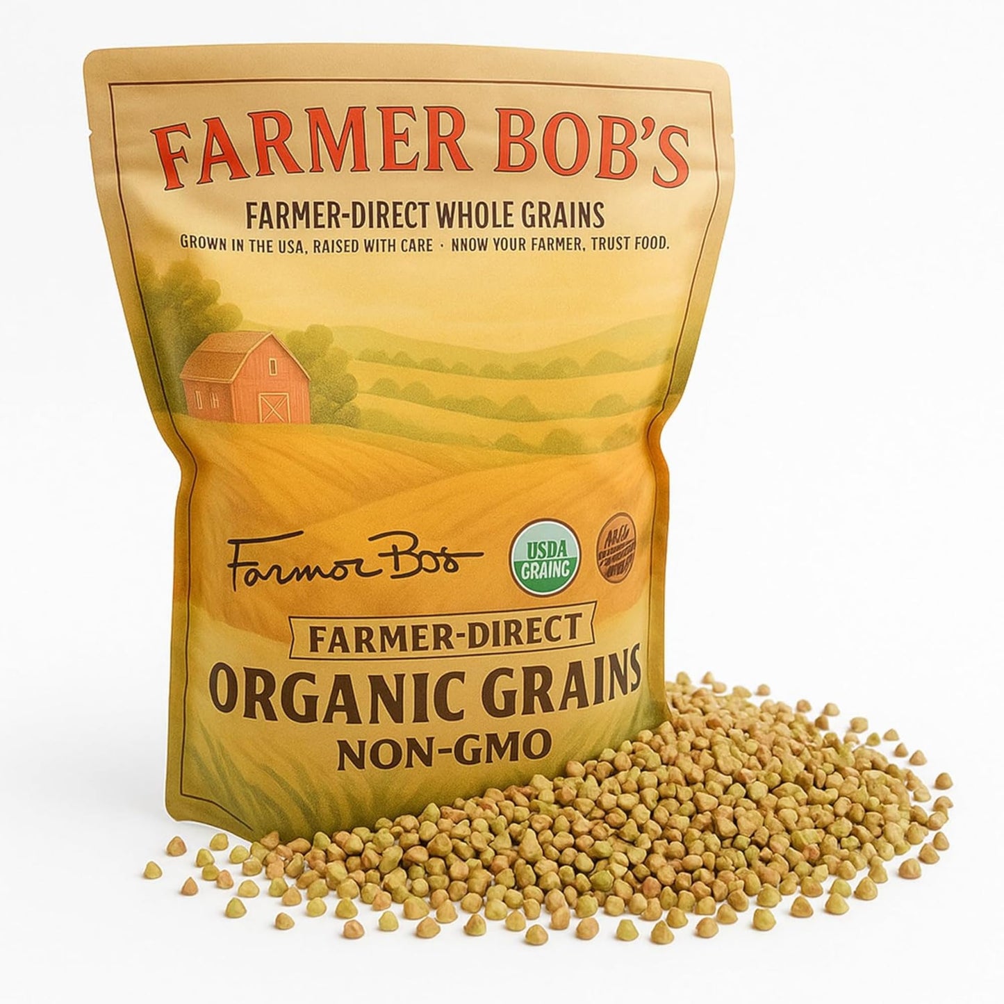 Farmer Bob's Organic Hulled Buckwheat Groats - USDA Organic, Non?GMO, Farmer?Direct, Glyphosate?Free, Gluten?Free Superfood trigo sarraceno organico Raw Buckwheat Groats 5 lb Storage Bulk Bag