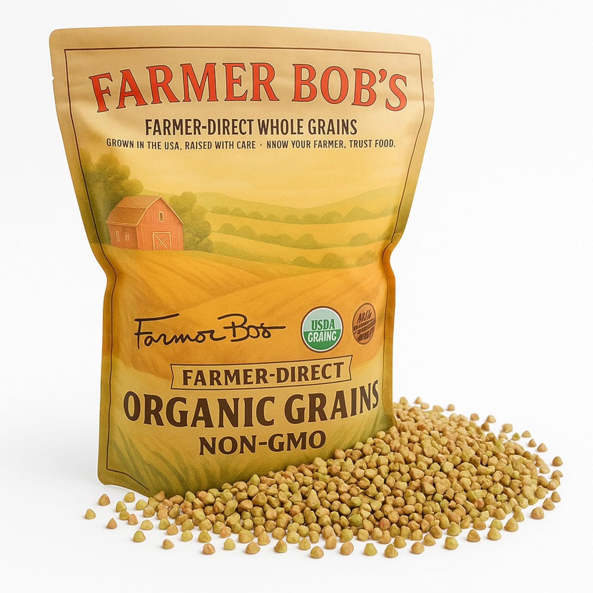 Farmer Bob's Organic Hulled Buckwheat Groats - USDA Organic, Non?GMO, Farmer?Direct, Glyphosate?Free, Gluten?Free Superfood trigo sarraceno organico Raw Buckwheat Groats 5 lb Storage Bulk Bag