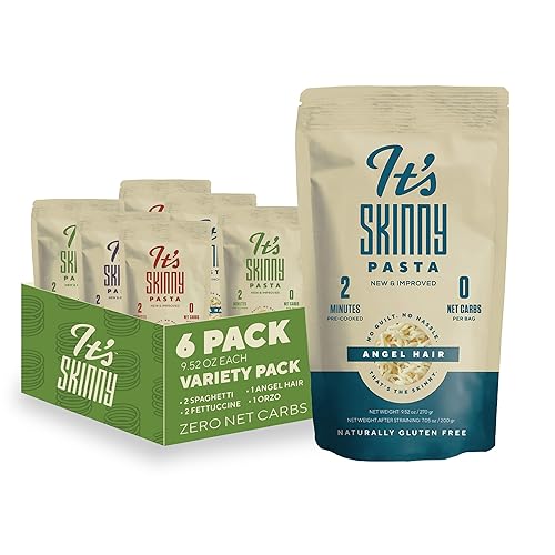 It’s Skinny Pasta Variety Pack - Spaghetti, Fettuccine, Angel Hair and Orzo, Low Carb, Gluten Free, Keto & Vegan-Friendly, Shirataki Konjac, 4.5