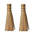 Bamboo Kitchen Wok Brush, 12 Inches Cleaning Whisk, Pot Scraper Scrubber for Cooking Skillet, 2 Pack
