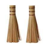 Bamboo Kitchen Wok Brush, 12 Inches Cleaning Whisk, Pot Scraper Scrubber for Cooking Skillet, 2 Pack