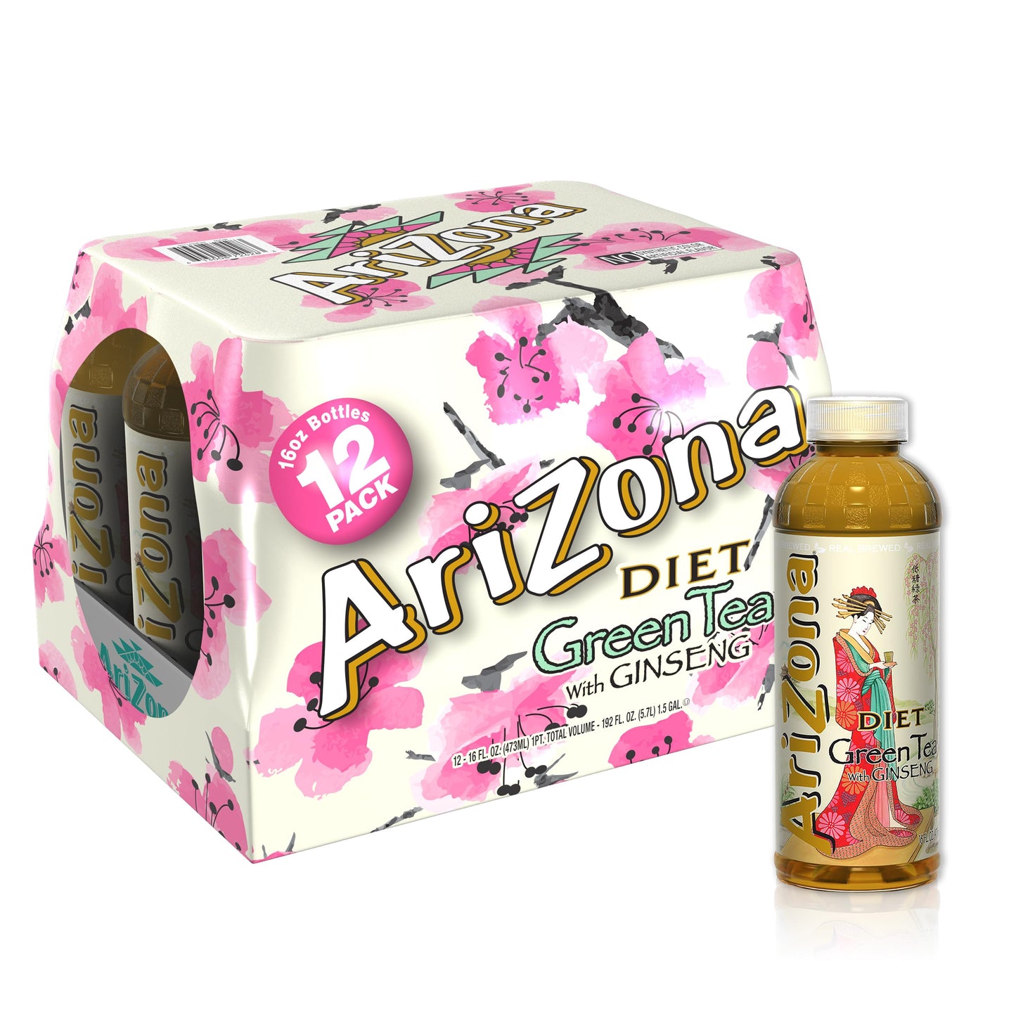 Arizona Premium Brewed Diet Green Tea, 16 Fl Oz (Pack of 12)