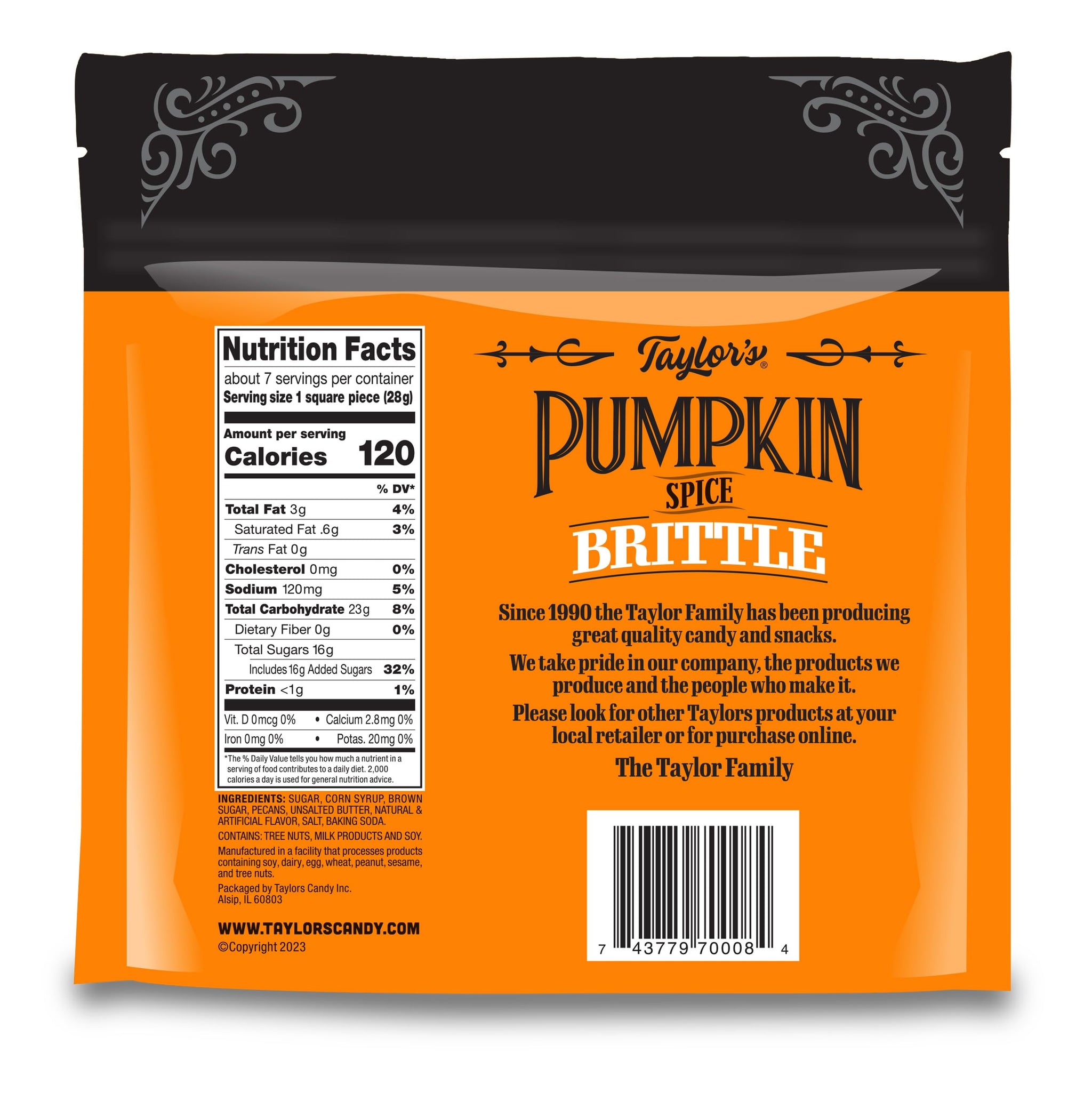 Pumpkin Spice Brittle with Pecans and Real Butter, 3/7 oz bags