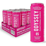 Odyssey Functional Energy Drink for Focus, Cognition & Mood Support 12 Pack - Adaptogenic Drink with 85mg Green Tea Caffeine, Lion’s Mane, Cordyceps