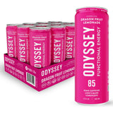 Odyssey Functional Energy Drink for Focus, Cognition & Mood Support 12 Pack - Adaptogenic Drink with 85mg Green Tea Caffeine, Lion’s Mane, Cordyceps