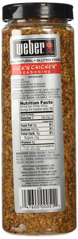 Weber Kick'n Chicken Seasoning 22 Oz. Made with Sea Salt - No MSG - Gluten Free - Perfect for Grilling