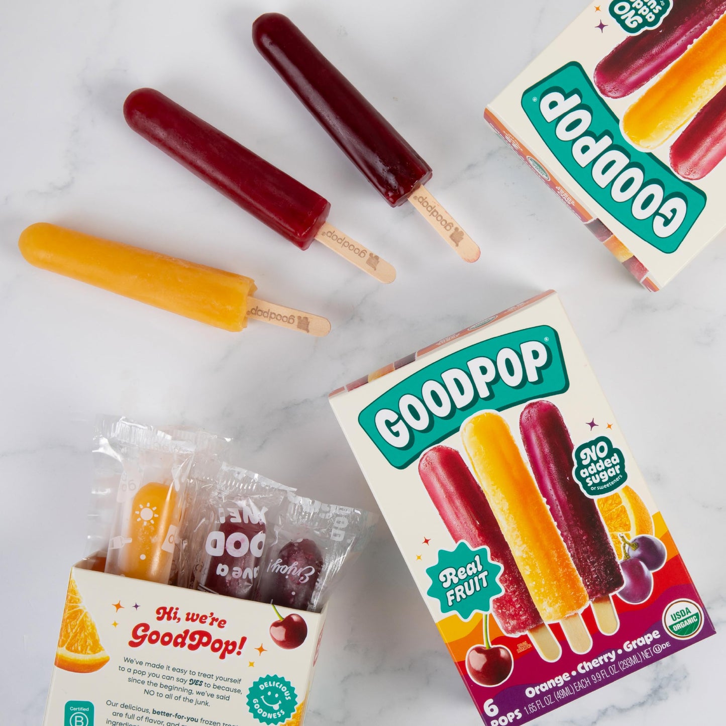 Goodpop, Organic Assorted Freezer Pops - 100% Fruit Juice, No Artificial Dyes or Flavors, No Added Sugar, 6 Count