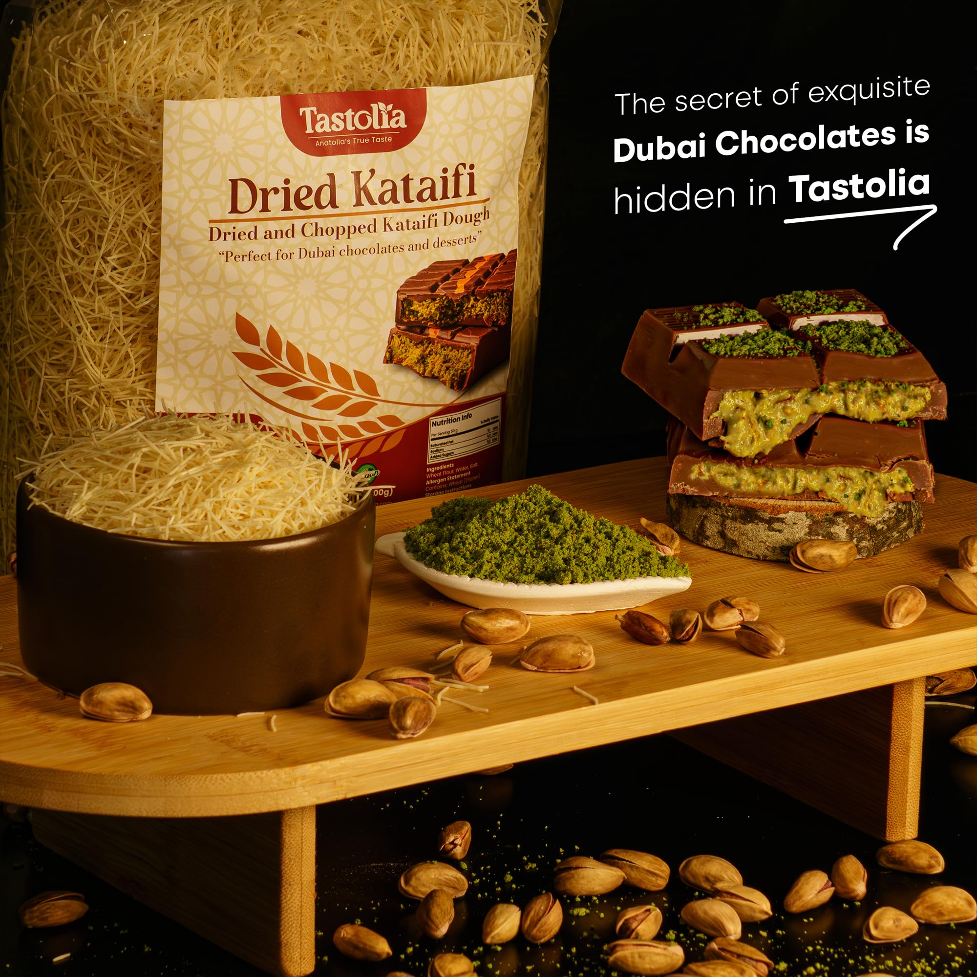 Tastolia Dried Kataifi (Kadayif) 500g (1.1 lb) - Shredded Fillo Dough for Dubai Chocolate, Knafeh, Kunafa - Crispy Kataifi Pastry (Kadaif, Katifi