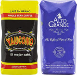 Alto Grande Medium-Dark Roast and Yaucono Medium Roast, Whole Bean Coffee, one bag of each, 2 Pound (Pack of 2)