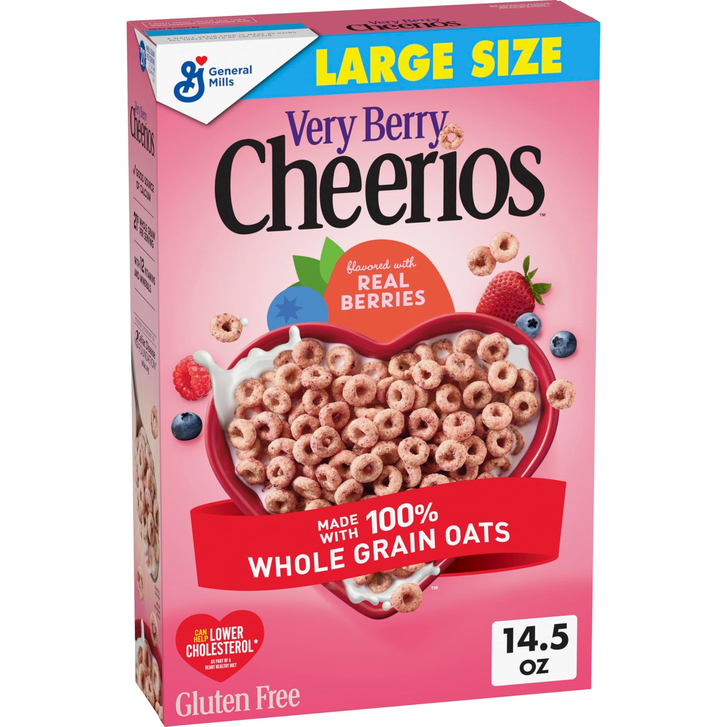 Very Berry Cheerios, Heart Healthy Gluten Free Breakfast Cereal, Made with Whole Grain Oats, Large Size, 14.5 oz