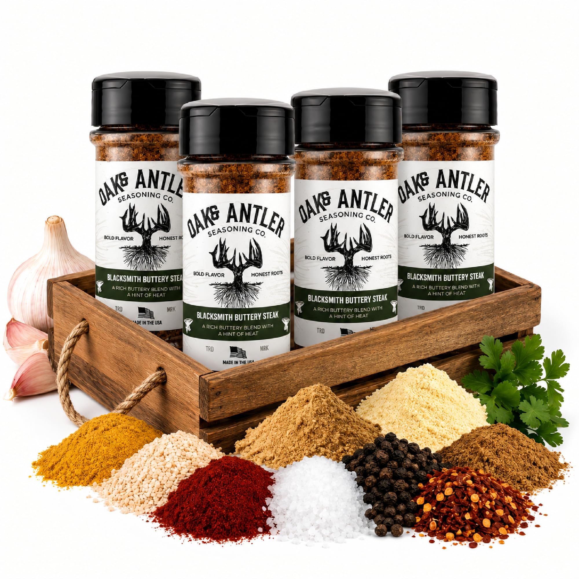 Oak & Antler Blacksmith Buttery Steak Spice Rub, Non-GMO, No MSG - 5oz 24pk
