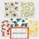 WeaChallengers Kitchen Towels Swedish Dishcloths - 6 Count Reusable Paper Towels, Ultra Absorbent Odor Free Eco Friendly Biodegradable Cleaning Rags