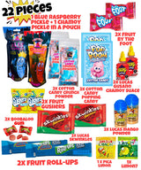Chamoy Pickle Kit For 2 + Blue Raspberry Pickle Kit-(22 Pieces) Tiktok Candy Gift w Fruit Roll ups, skwinkles & other Mexican candy. Christmas gifts