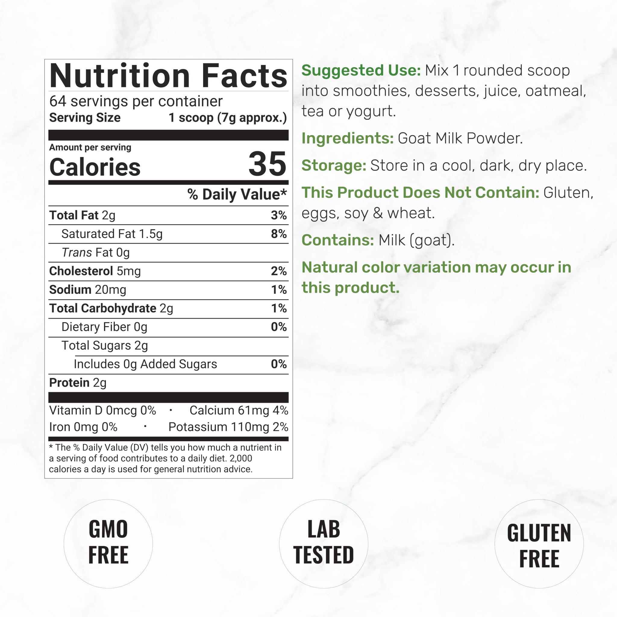 Goat Milk Powder, 1lb - Natural Grass Fed Source from Australia - Farm Direct - Easy to Digest - Powdered Goat Milk Formula for Drinks, Baking & Cooking - Non-GMO, Filler Free, Pet Friendly