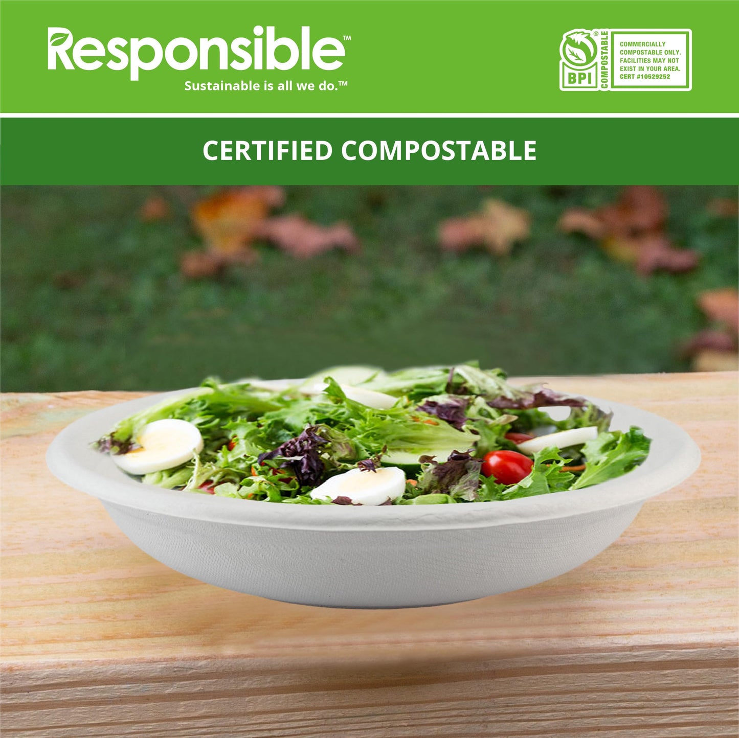 Responsible Products bowls are eco-friendly, Disposable Paper Bowls 24oz For Hot Soup (50 Count),Heavy Duty Paper Dinner Bowls, Dessert Bowls, Made