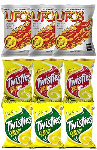 Sampler Snacks - UFO'S, Cheese Twisties, Chicken Twisties (Value Pack Of 9) Favorite Snack Of The Pacific Islanders - Imported From FIJI - Variety