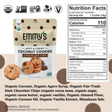 Emmy's Organics Chocolate Chip Coconut Cookies (Pack of 2)| Gluten-Free, Organic, Vegan, Paleo-Friendly