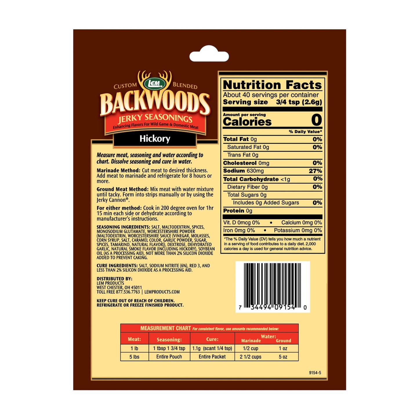 Backwoods Hickory Seasoning with Cure Packet