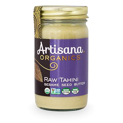 Artisana Organics Raw Tahini Sesame Seed Butter - Just One Ingredient, Unroasted, Vegan, Paleo and Keto Friendly, Non-GMO, 14oz Jar