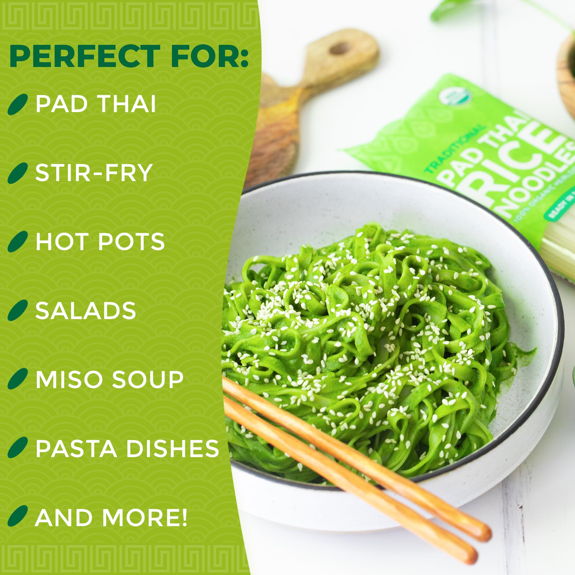 Lotus Foods Traditional Pad Thai Rice Noodles - Pad Thai Noodles, Asian Noodles, Gluten Free Noodles, Rice Noodles, Whole Grain, Non GMO, USDA Organic