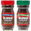 Kava Low Acid Instant Coffee Lover Bundle Set, 4 Ounce Glass Jar of Each, Regular & Decaf
