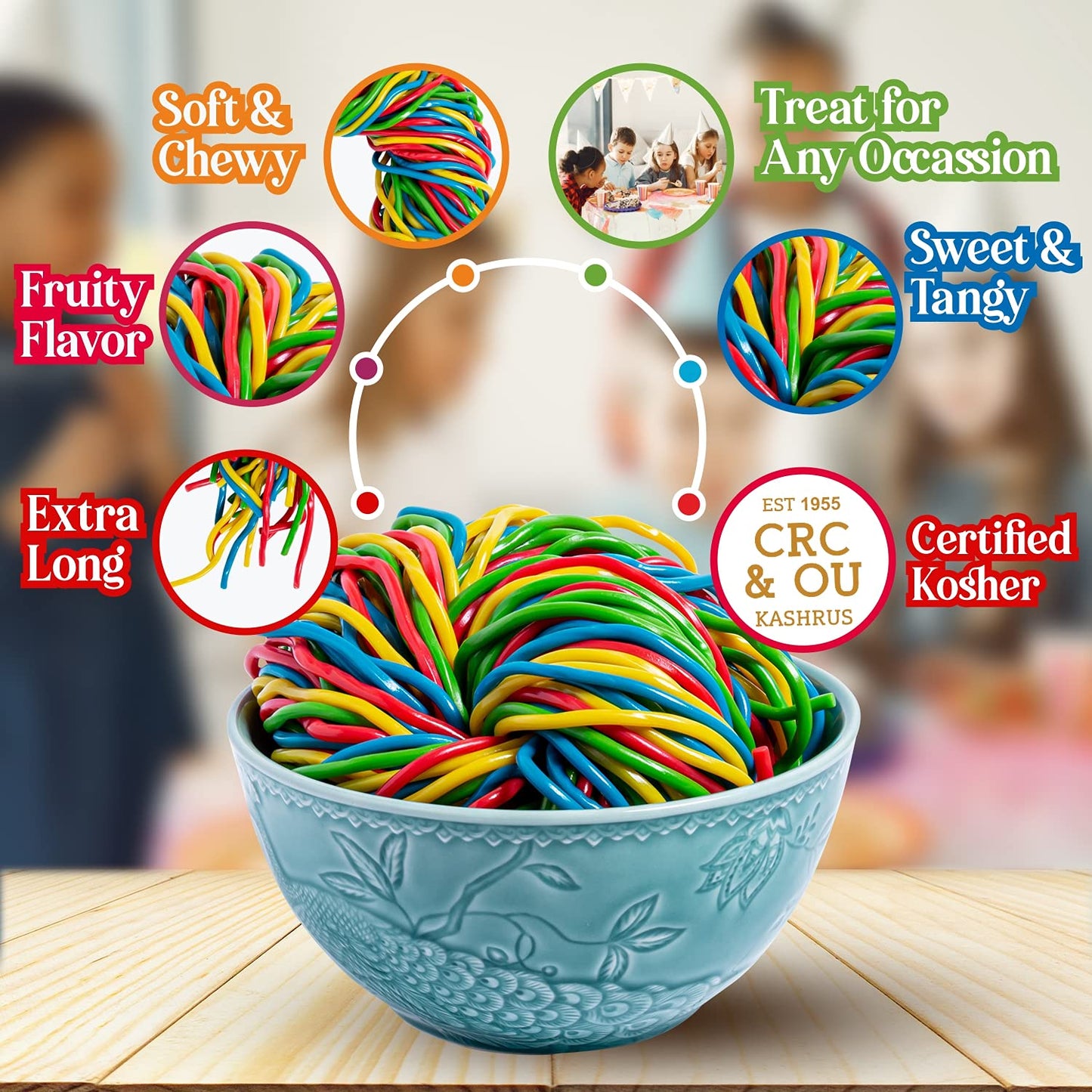 Dee Best Strawberry Flavored Red String Licorice Candy | Mouthwatering Soft, Chewy Extra Long Shoestring Licorice Vine Laces Old Fashioned Candy |