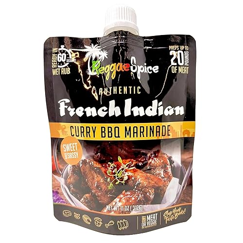 Reggae Spice French Indian Curry BBQ Marinade | 60-Second Authentic Wet Rub Seasoning Sauce for Cooking Meats | Gluten Free, Vegan, and Keto Friendly