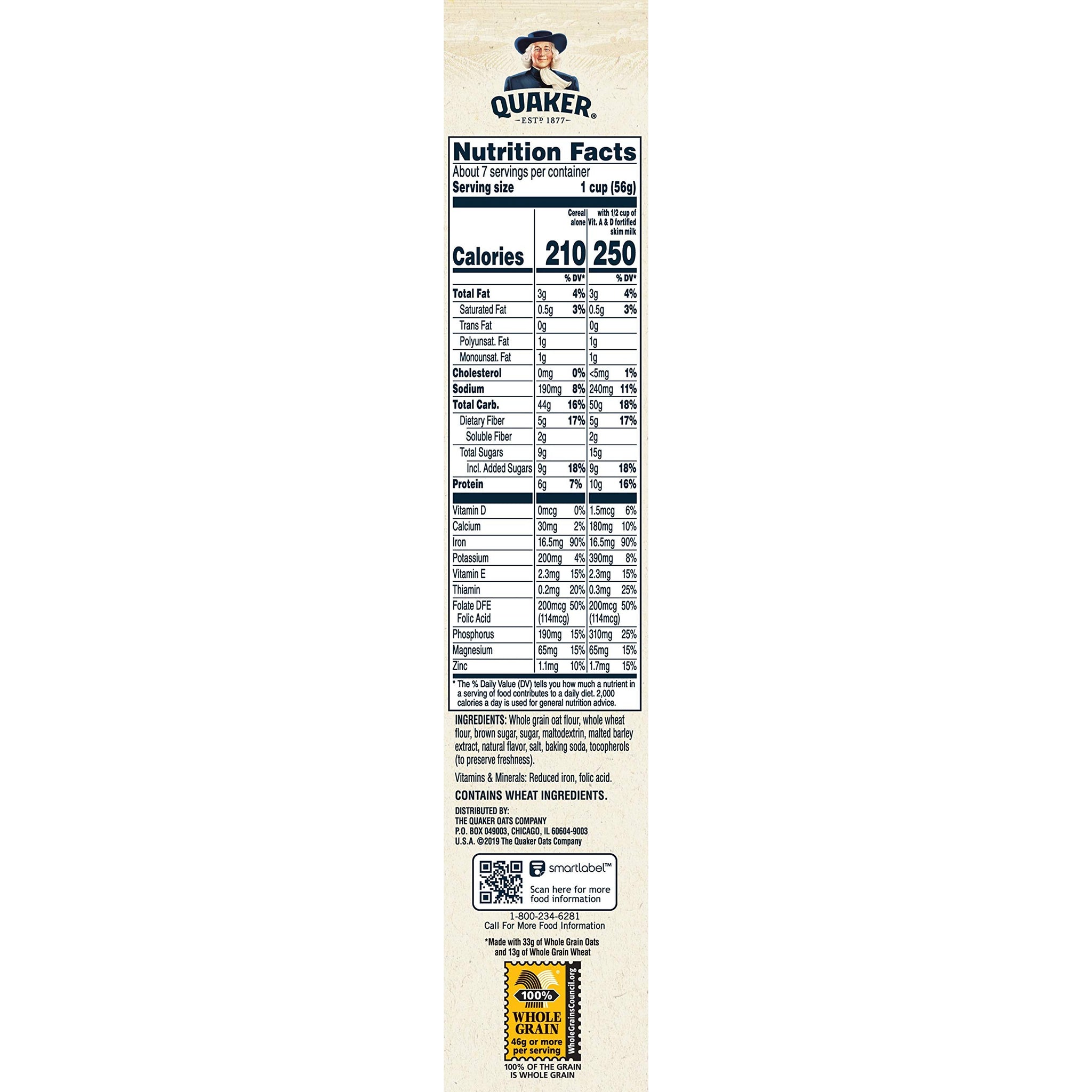 Quaker, Oatmeal Breakfast Cereal, 14.5 Oz