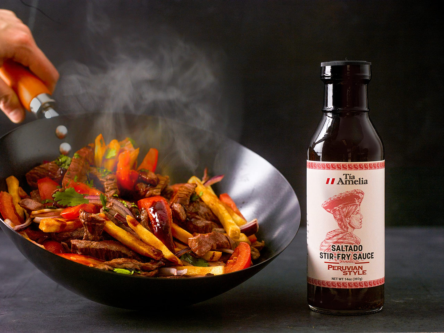 Tia Amelia Lomo Saltado Stir-Fry Sauce - Gluten-Free Peruvian Chinese Fusion Sauce for Steak, Chicken, Seafood, and Vegetables - Marinade and Sauce