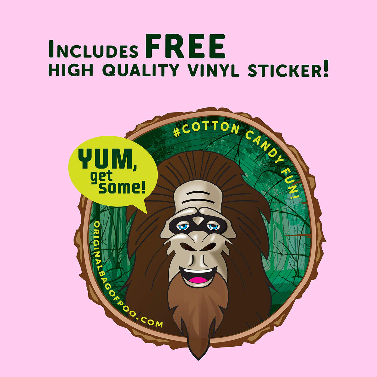 The Original Bag of Poo®, Sasquatch Poo (Black Cherry Flavor Cotton Candy) Novelty Poop Gag Gift. Free sticker inside.