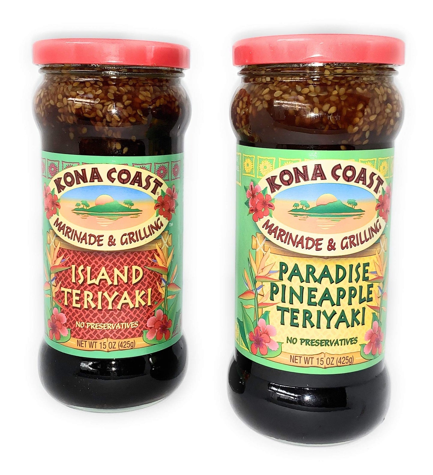 Island Paridise Teriyaki Marinade! Two Pack of Kona Coast Marinade Grilling, One Paradise Pineapple Teriyaki! One Island Teriyaki! Ready For Indoor