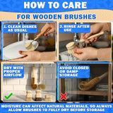5 Pcs Bamboo Dish Brush Set - Bamboo Dish Scrubber with Soft & Stiff Non-Scratch Bristles, Ergonomic Handle, Replacement Head Included - Lightweight
