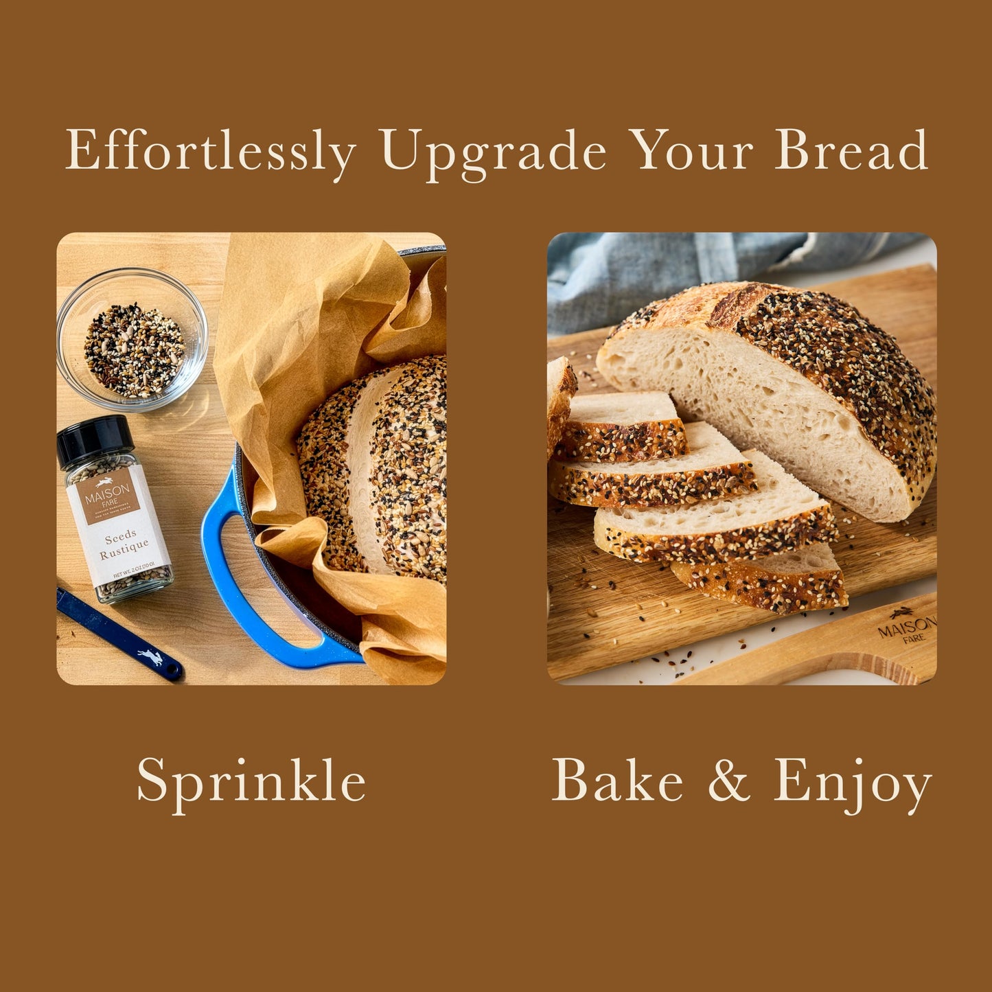 Seeds Rustique Seasoning - Salt-Free Blend with Sesame, Sunflower and Flax Seeds | Perfect for Everything Bagel, Avocado Toast, Salads, Bread Dipping