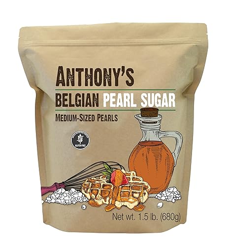 Anthony's Belgian Pearl Sugar, 1.5 lb, Batch Tested and Verified Gluten Free, Medium Sized Pearls