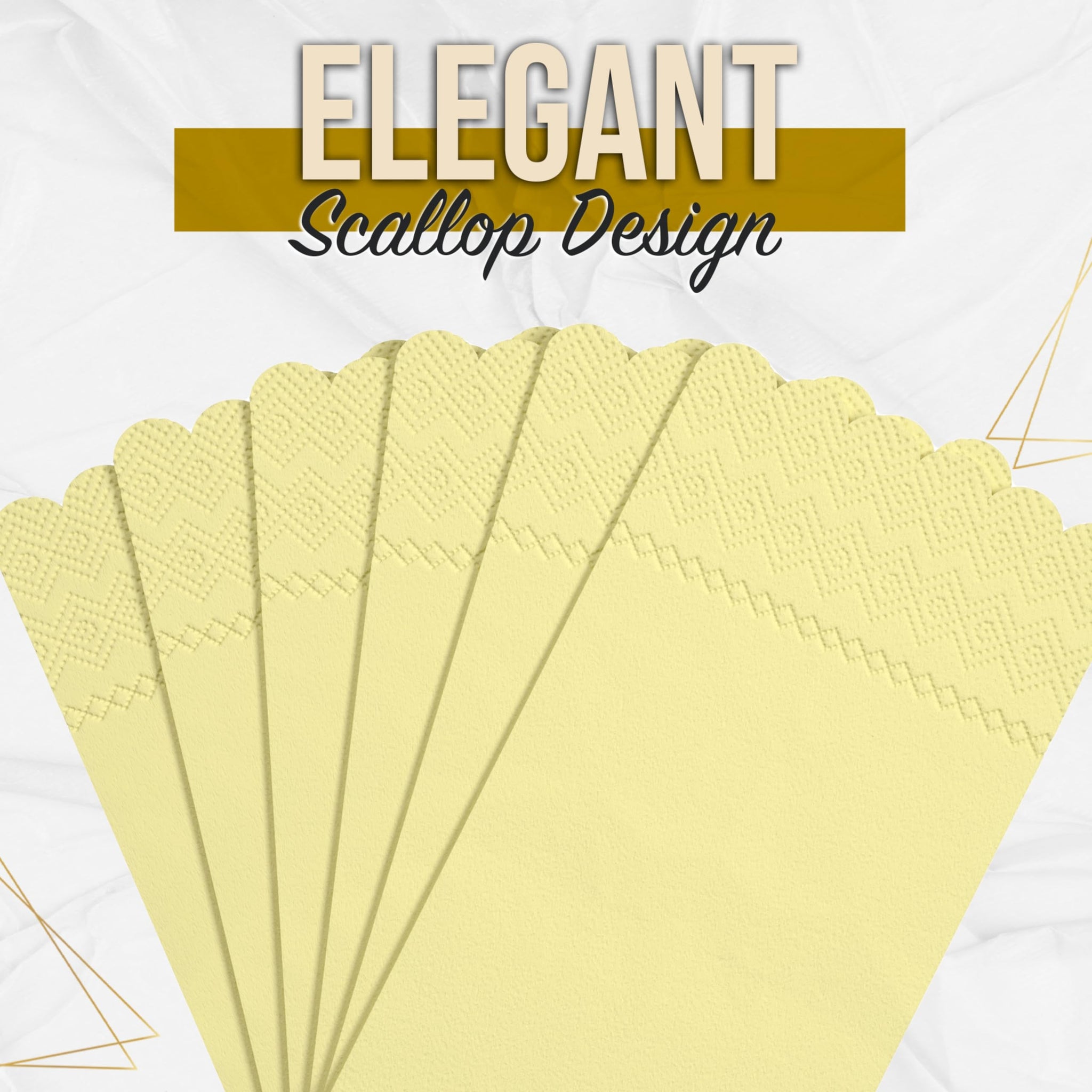 Party Solids Yellow Scalloped Napkins Disposable 20 Pcs 3-Ply Yellow Scalloped Dinner Napkins Disposable Decorative for Dinners & Parties, Paper Guest