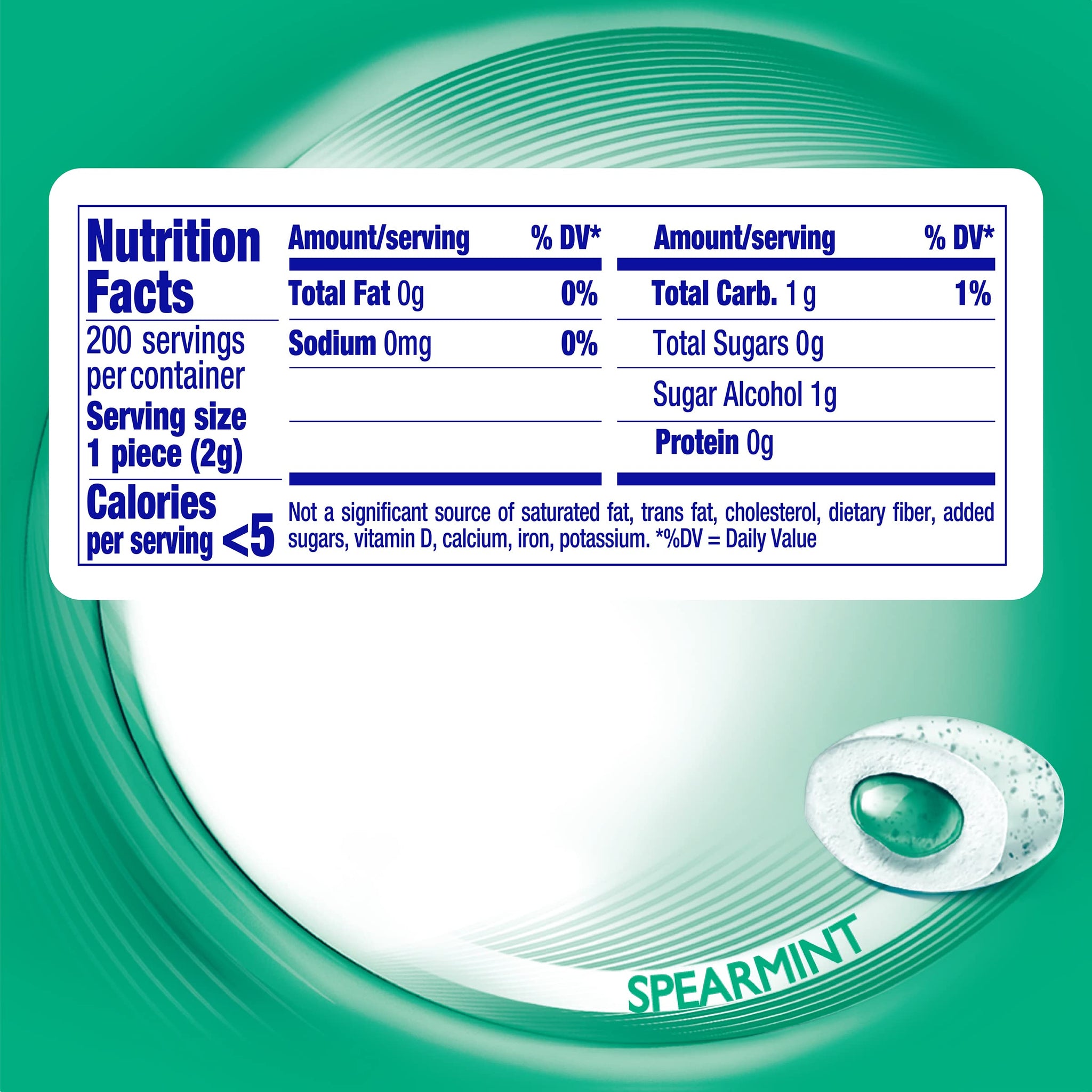 MENTOS Pure Fresh Sugar Free Gum, Spearmint, 50 Piece Bottle, Pack of 4