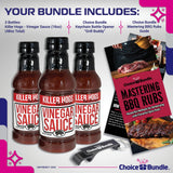 Killer Hogs Vinegar Sauce BBQ 3 pk (48 oz) Great to Dip Toss Glaze & More + Barbecue Masters & Bottle Opener (5 Items)!