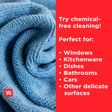 Wi-Supply Microfiber Towels 24 Pack - True to Size 14 x 14, Stitch Free, Washable, Reusable Cleaning Cloths, No Residue Rags for Dusting, Washing