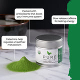 Pure Matcha Co | Premium Organic Ceremonial Grade Matcha Green Tea Powder | Authentic Japanese Origin | Sugar Free | 30g, 1.06oz