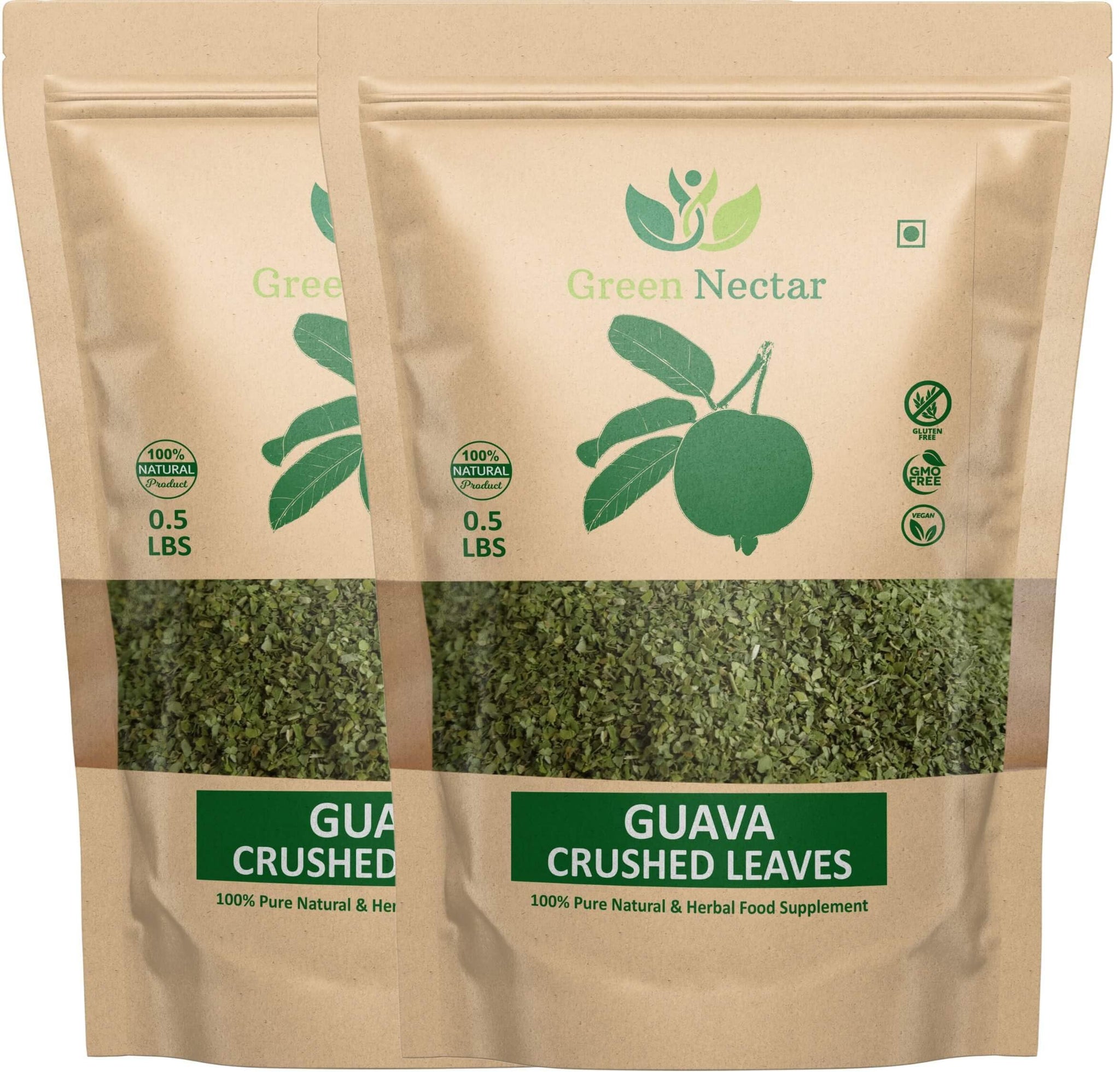 Guava Leaf Tea (Crushed, Dried, 8 OZ) - Hair Re-Growth, Skin & Nails, No Preservatives, 100% Pure Guava Leaves (8 Oz - 2 Pack)